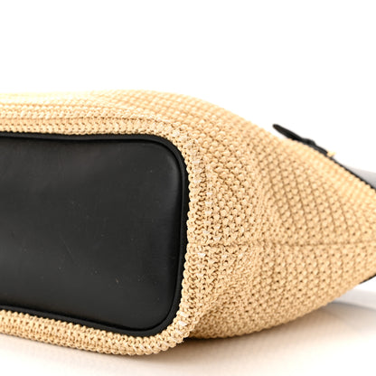 Saint Laurent Calfskin Raffia Mini Shopper Tote Naturale Black 10 of 13