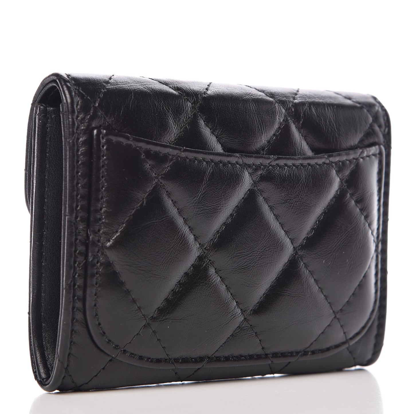 Aged Calfskin Quilted Reissue Flap Card Holder Wallet So Black