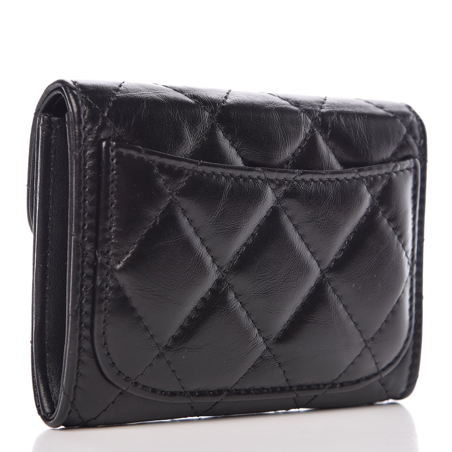 Chanel Aged Calfskin Quilted Reissue Flap Card Holder Wallet So Black 3 of 9