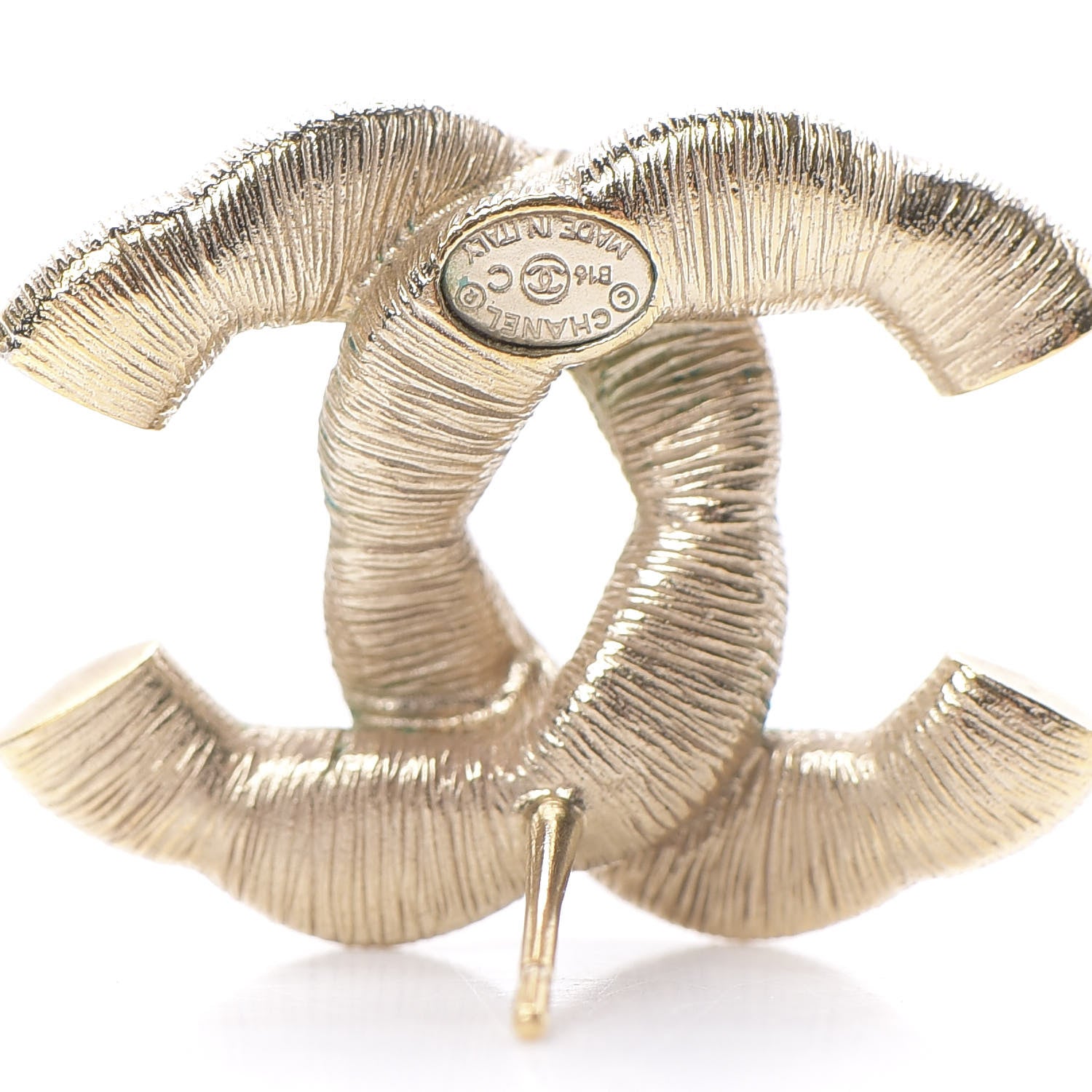Chanel Crystal Twisted CC Earrings Light Gold Pale Pink 4 of 7