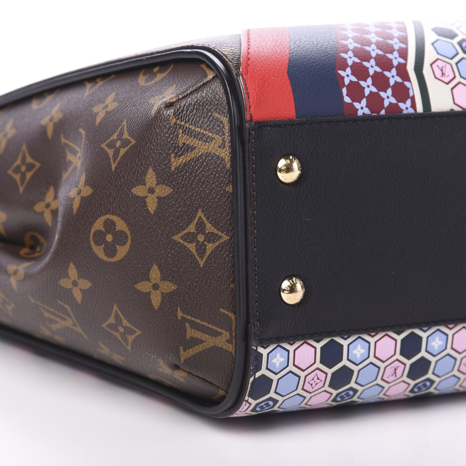 Louis Vuitton Calfskin Monogram Kimono Tote MM Rouge Navy 7 of 16