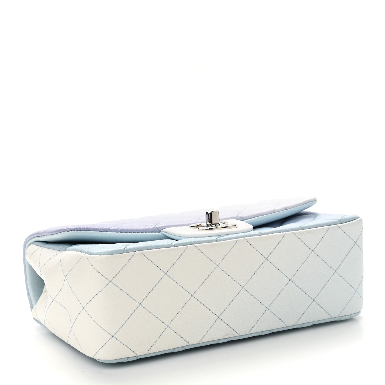 Chanel Perforated Lambskin Quilted Mini Rectangular Flap Light Blue Light Purple White 4 of 11