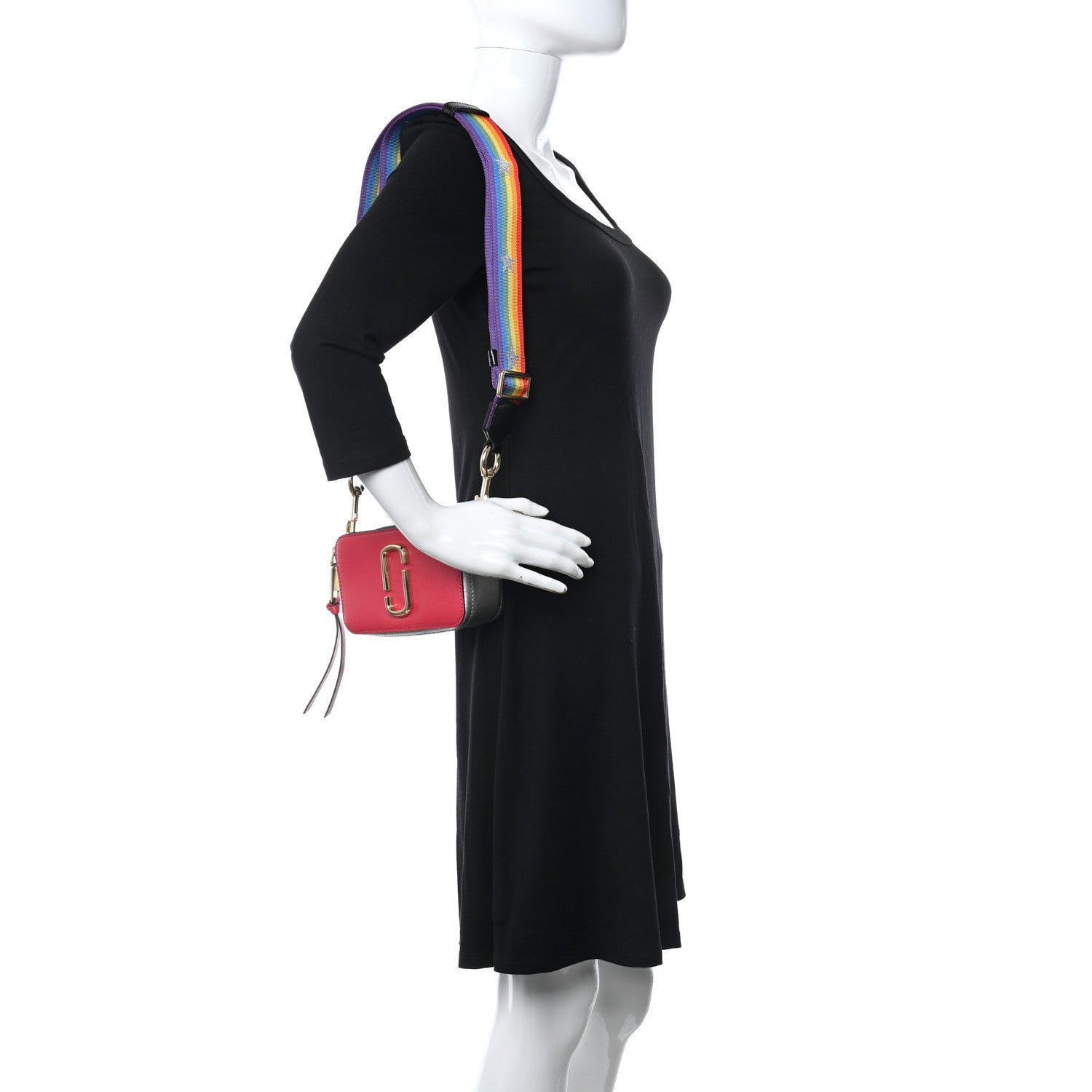 Marc Jacobs Saffiano Rainbow Strap Color Block Small Snapshot Camera Bag Pink Multicolor 2 of 13