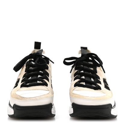 Chanel Fabric Calfskin Suede CC Sneakers 36 Ivory Black 3 of 7