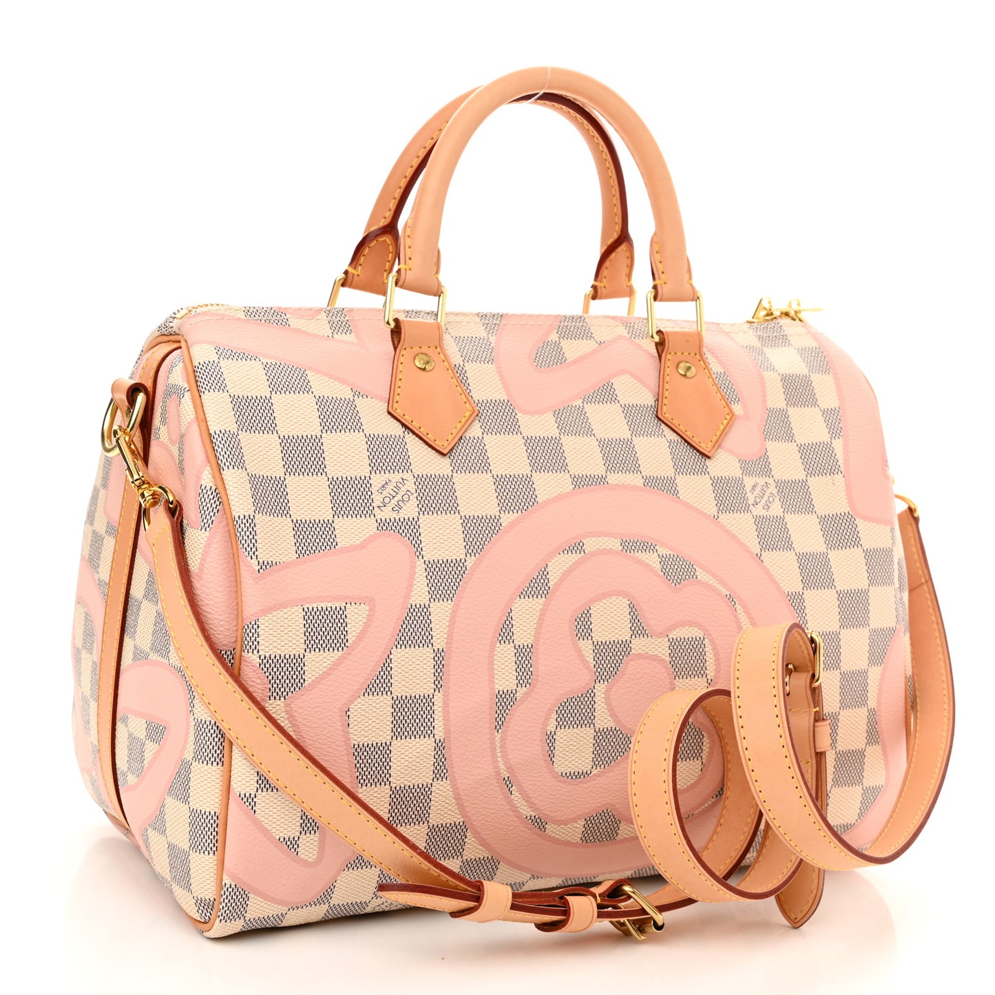 Damier Azur Tahitienne Speedy Bandouliere 30 Rose Ballerine