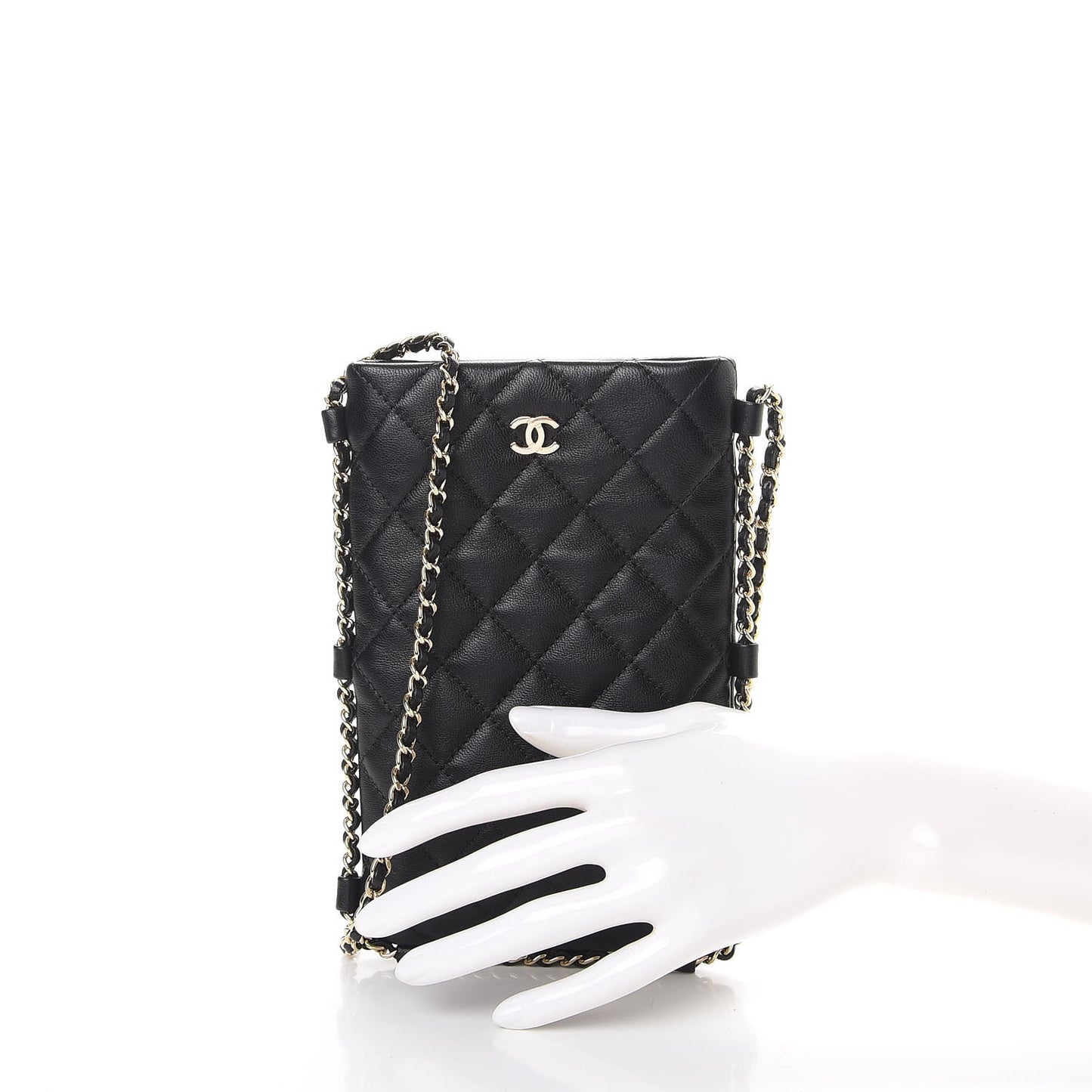 Lambskin Quilted CC Clutch With Chain Black