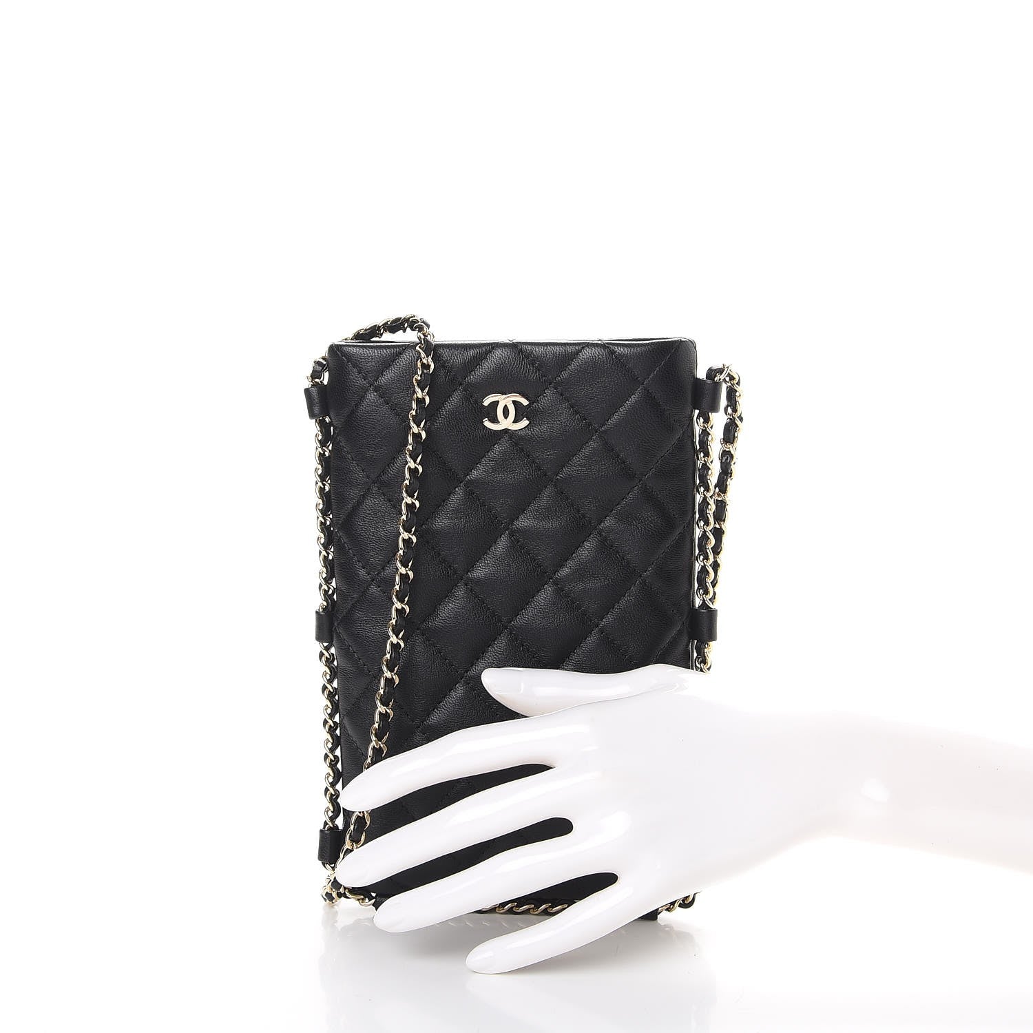 Chanel Lambskin Quilted CC Clutch With Chain Black 3 of 9