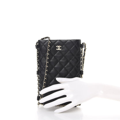 Chanel Lambskin Quilted CC Clutch With Chain Black 3 of 9