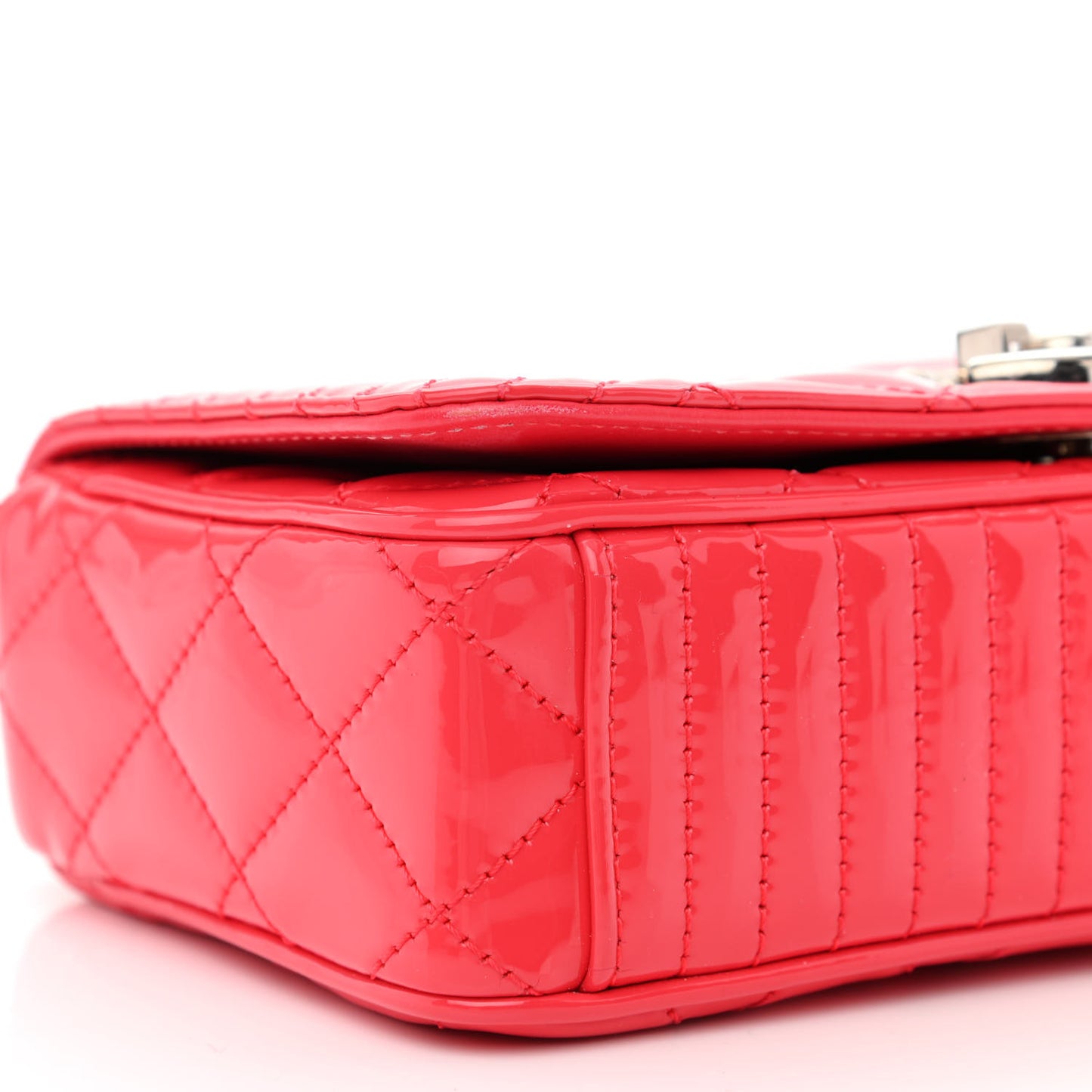 Patent Quilted Small Coco Boy Flap Pink