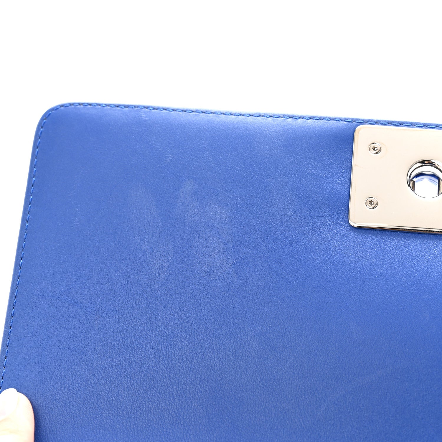 Chanel Patent Calfskin Quilted Medium Plexiglass Boy Flap Blue 13 of 13
