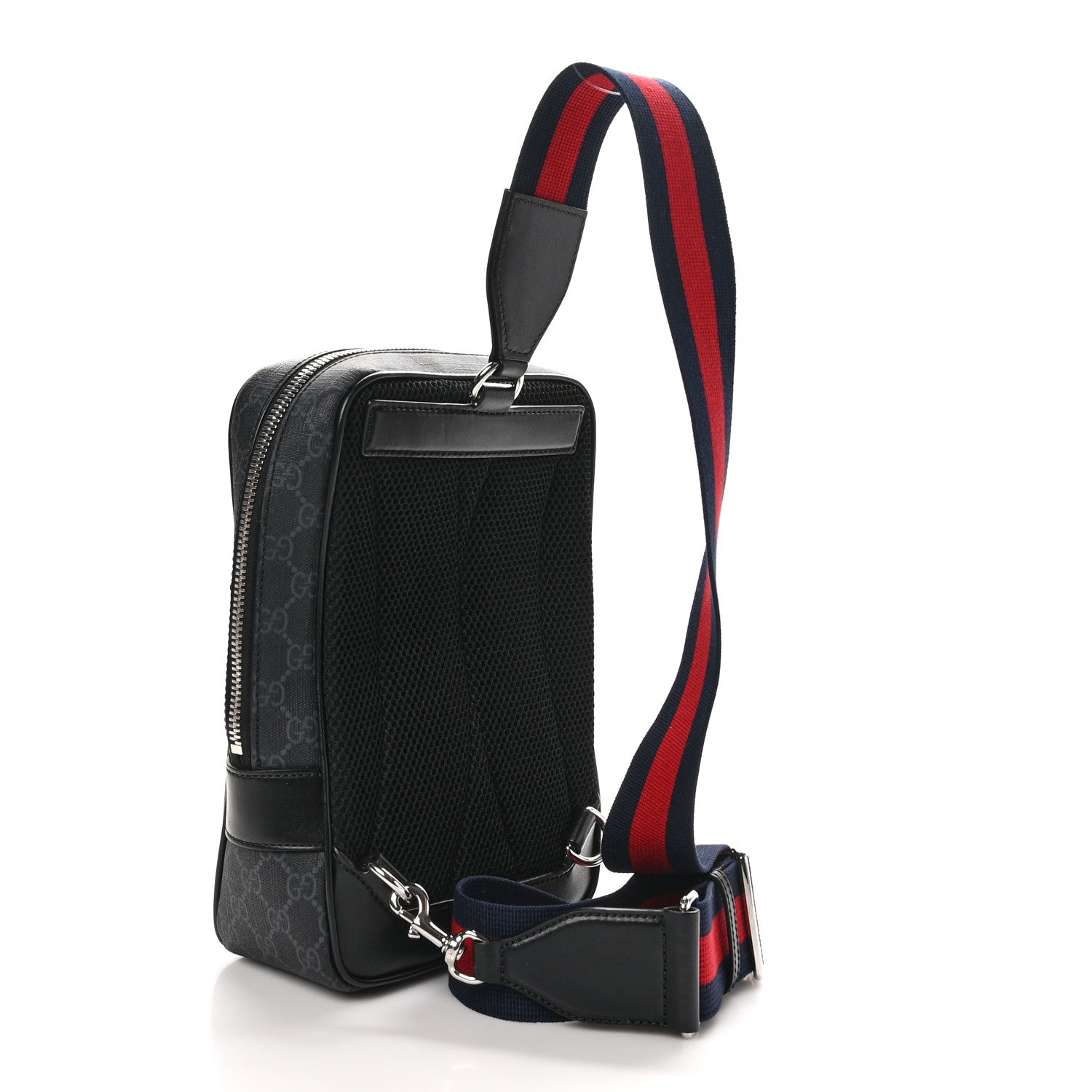 Gucci GG Supreme Monogram Web Small Sling Bag   Black Grey 3 of 10