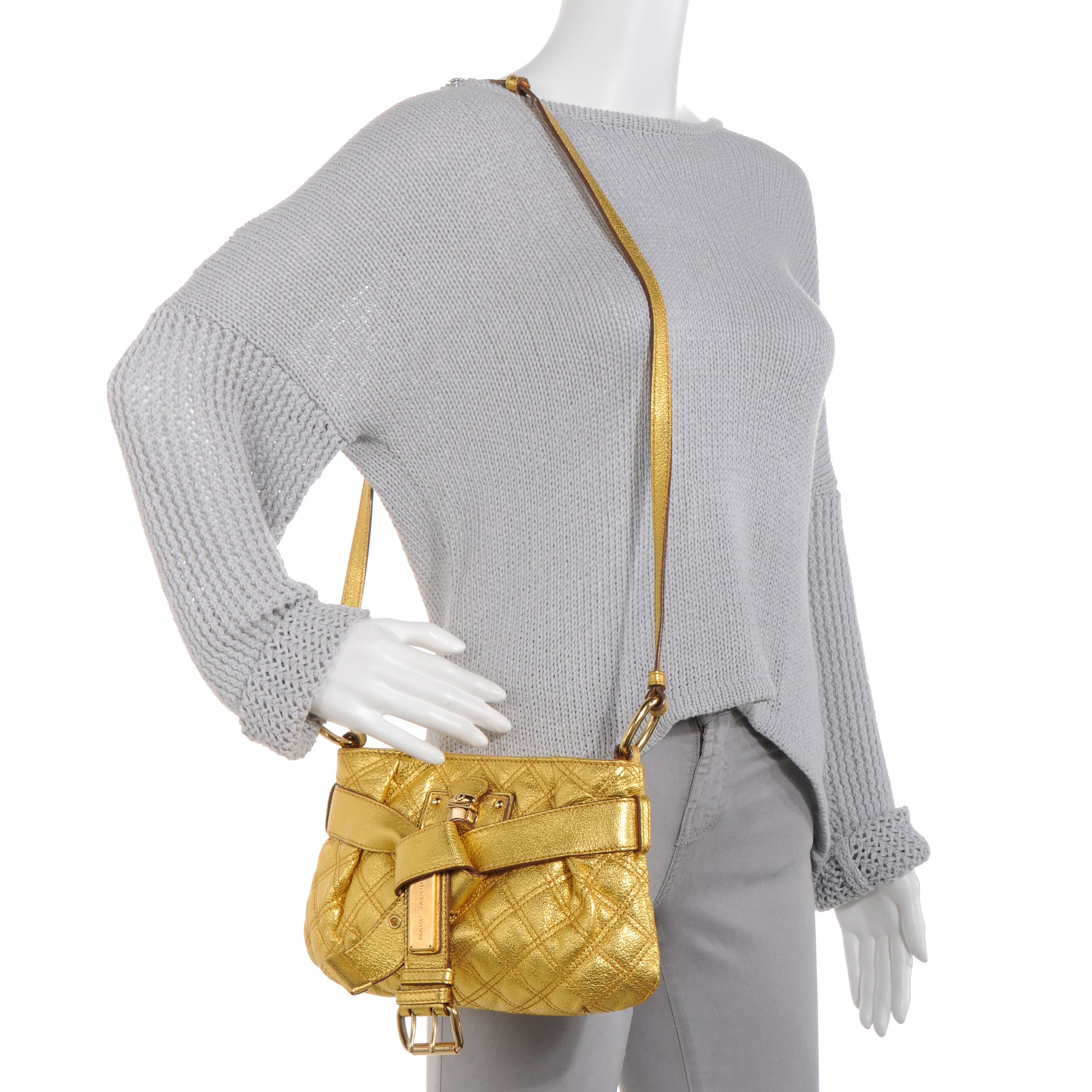 Marc Jacobs Quilted Leather Kristina Metallic Gold 2 of 9