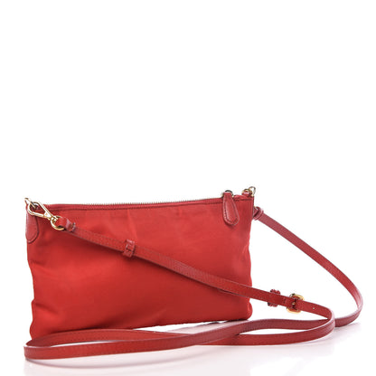 Prada Tessuto Nylon Saffiano Shoulder Bag Rosso 3 of 12