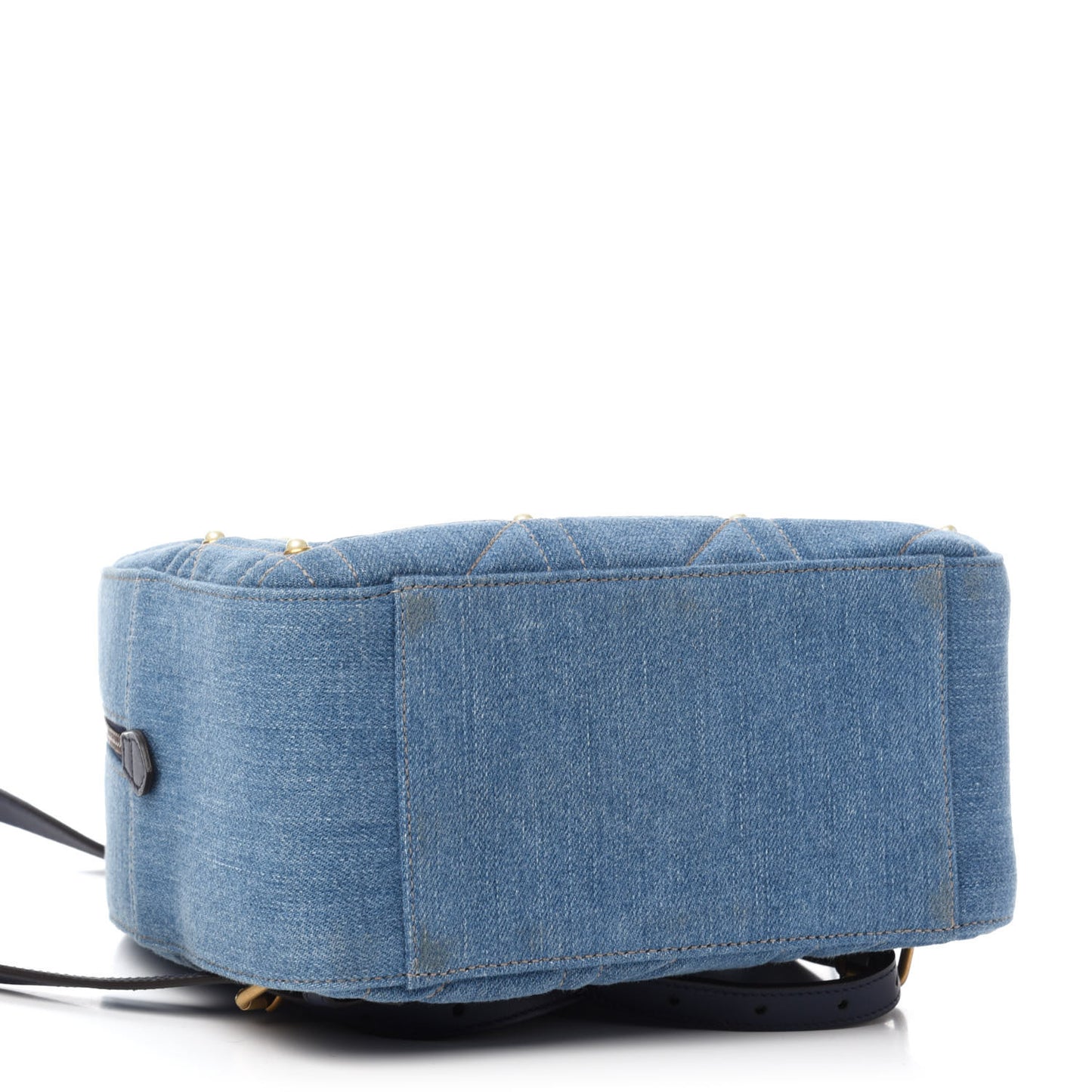 Kura Denim Matelasse Cubic Pearl Studded GG Marmont Dome Backpack Blue