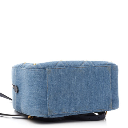 Gucci Kura Denim Matelasse Cubic Pearl Studded GG Marmont Dome Backpack Blue 3 of 9