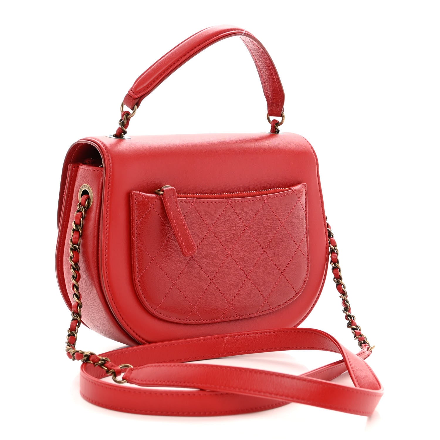 Chanel Shiny Calfskin Goatskin Quilted Small Coco Curve Messenger Flap Red 3 of 11
