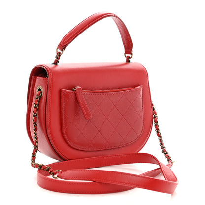 Chanel Shiny Calfskin Goatskin Quilted Small Coco Curve Messenger Flap Red 3 of 11