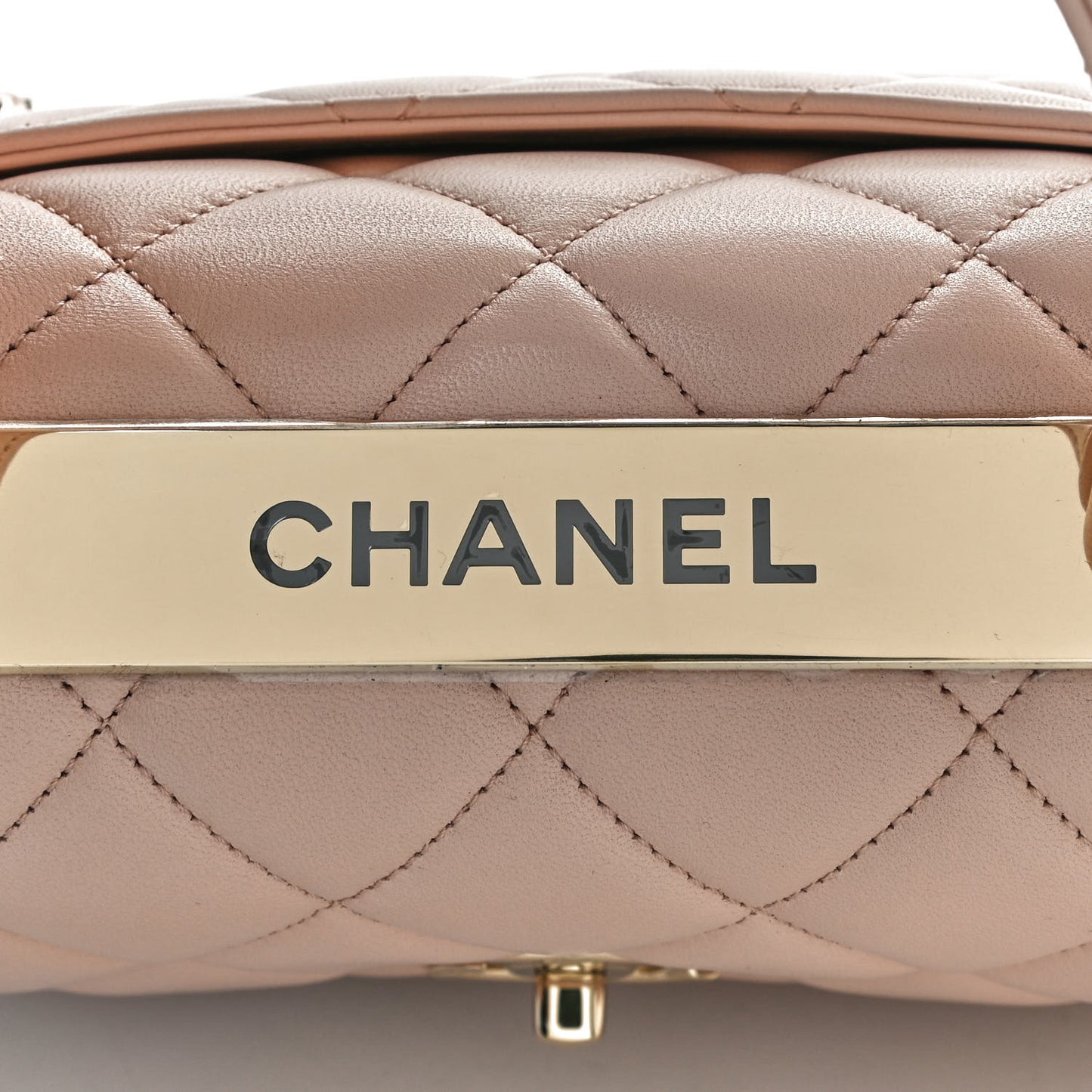 Lambskin Quilted Small Trendy CC Dual Handle Flap Bag Beige