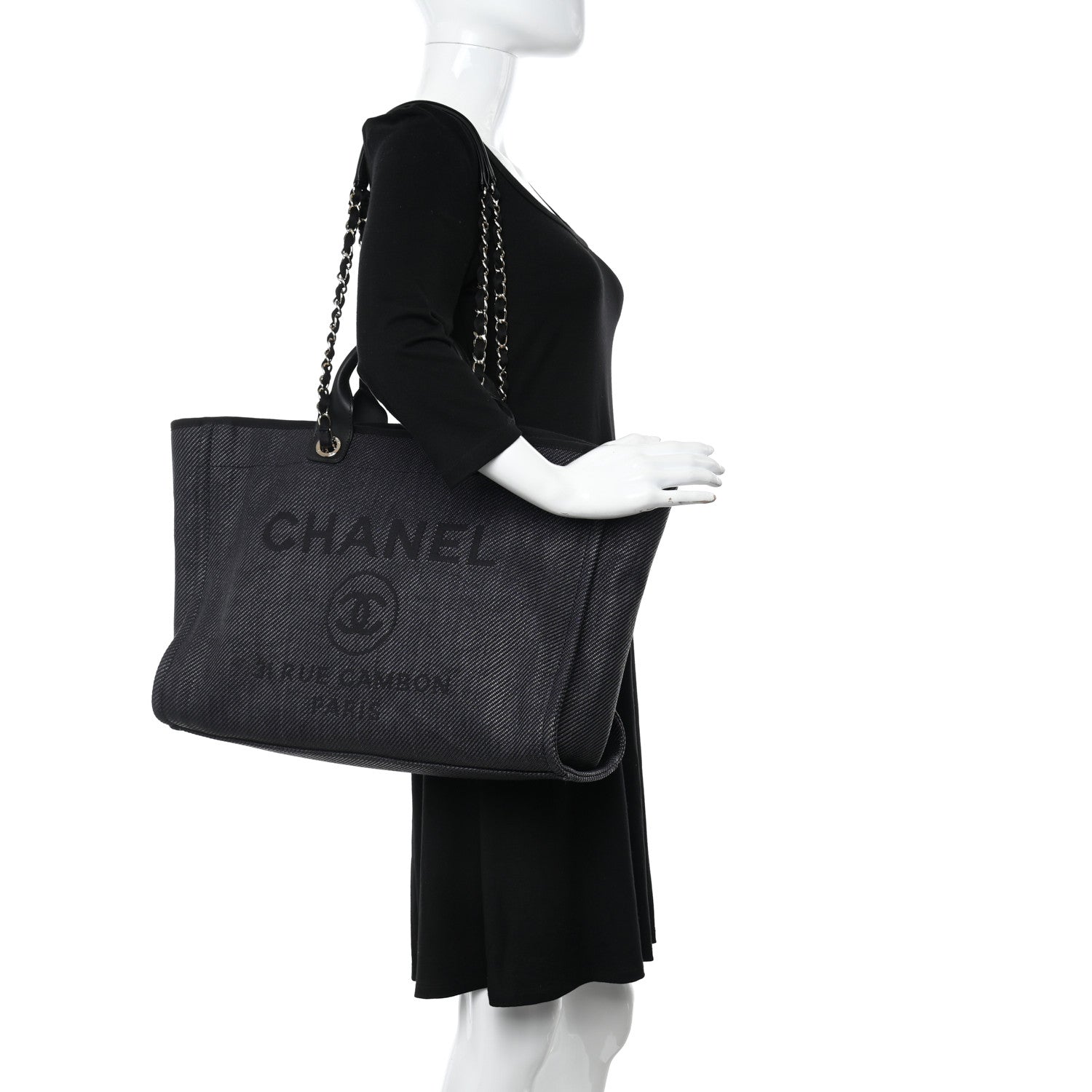 Chanel Canvas Medium Deauville Tote Black 2 of 10