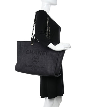 Chanel Canvas Medium Deauville Tote Black 2 of 10