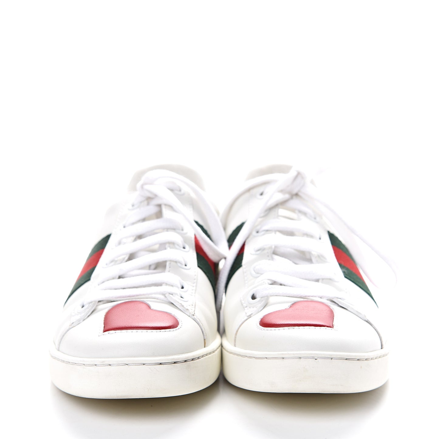 Calfskin Ayers Web Heart Embroidered Ace Sneakers 36 White