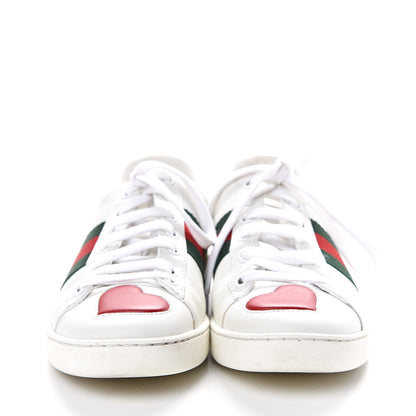Gucci Calfskin Ayers Web Heart Embroidered Ace Sneakers 36 White 2 of 11