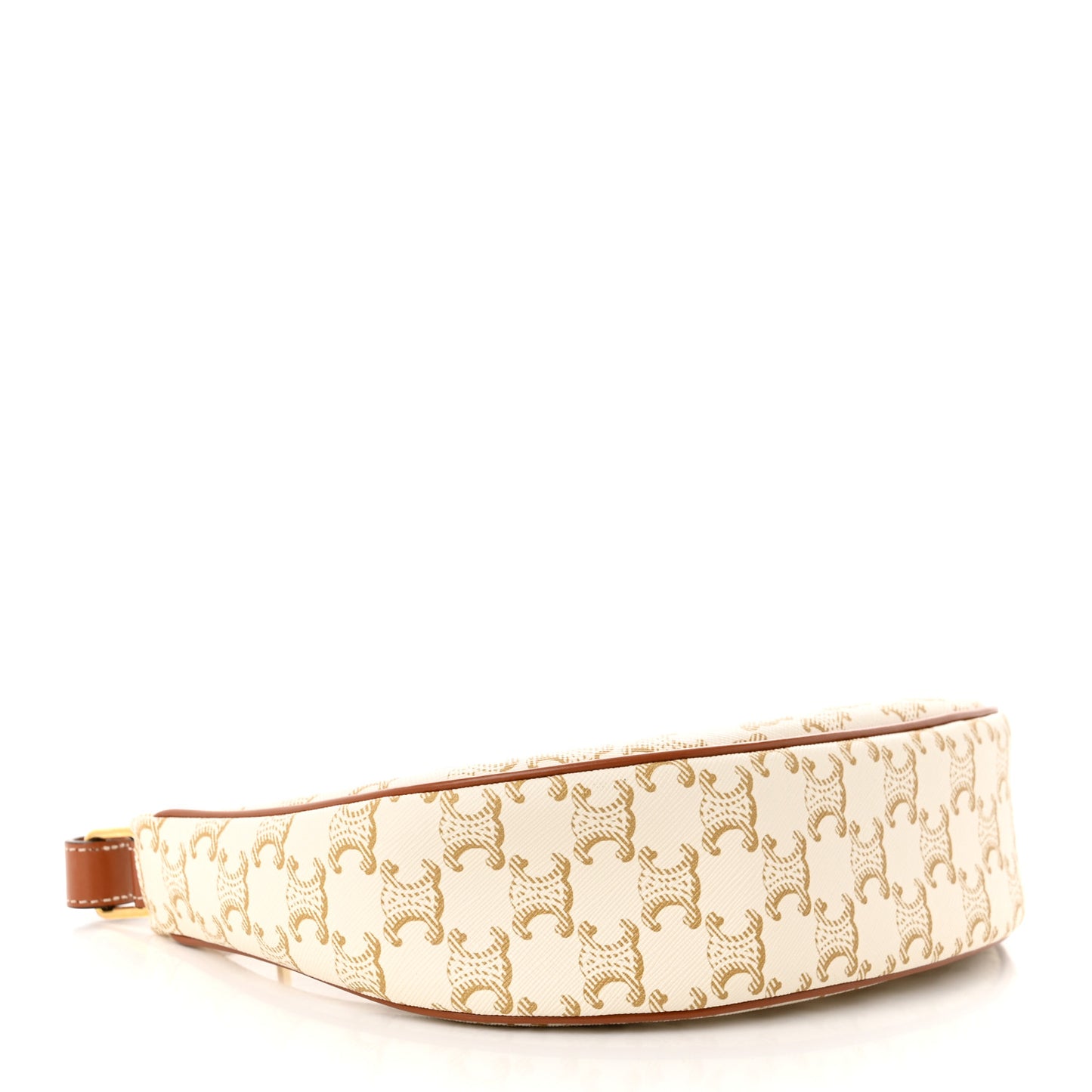 Canvas Calfskin Ava Triomphe Shoulder Bag White