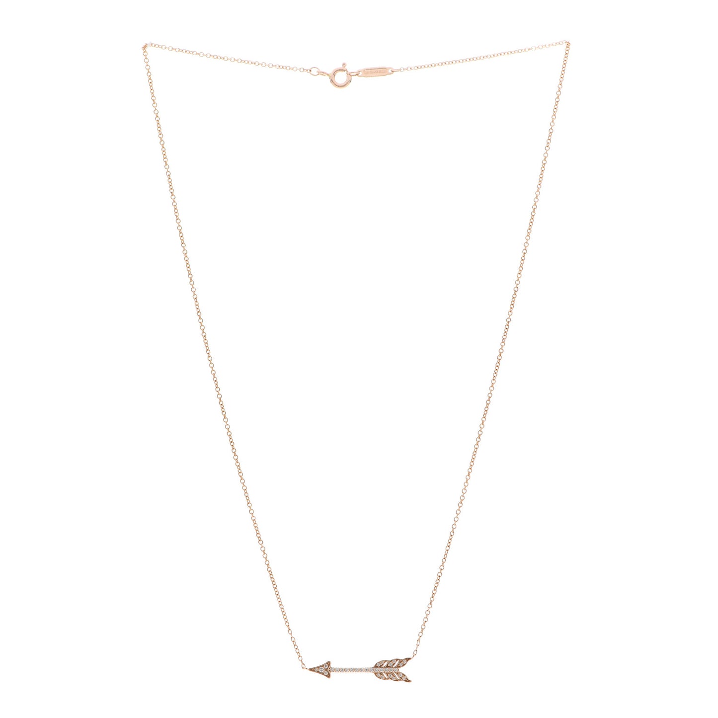 18K Rose Gold Diamond Arrow Pendant Necklace