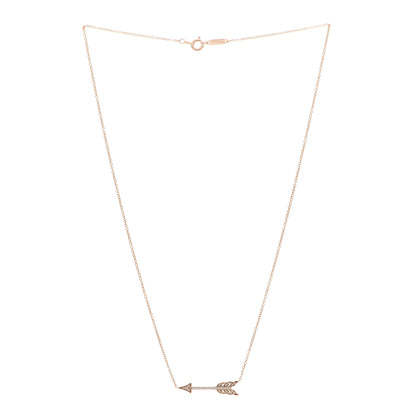 Tiffany 18K Rose Gold Diamond Arrow Pendant Necklace 3 of 5