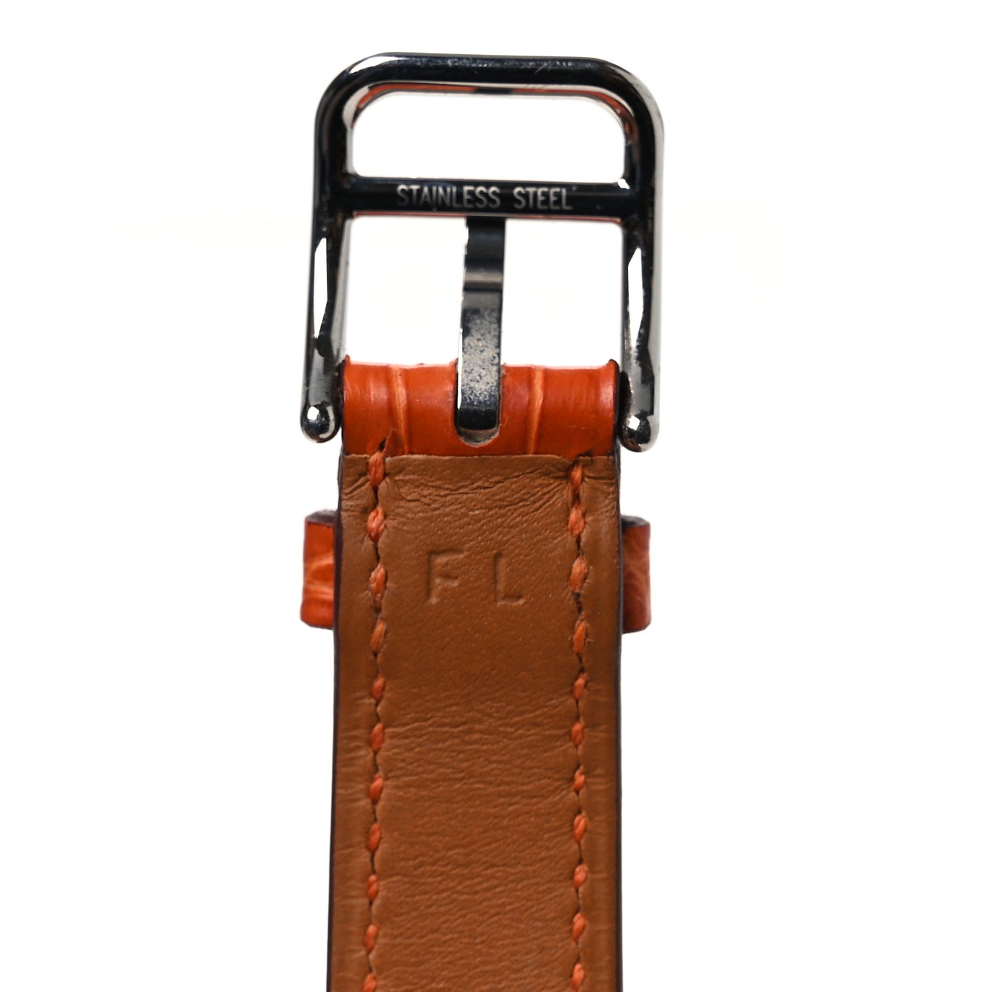 Shiny Alligator Single Tour Watch Strap Orange