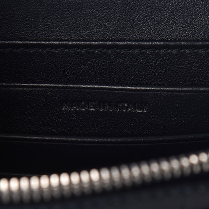 Saint Laurent Calfskin Crocodile Embossed Monogram Sunset Chain Wallet Navy 7 of 10
