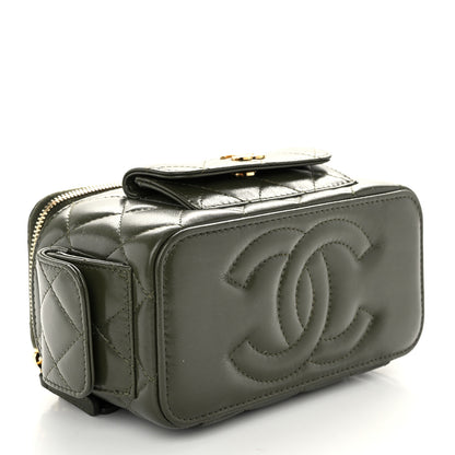 Chanel Lambskin Quilted Polly Pocket East West Top Vanity With Chain Khaki 4 of 10
