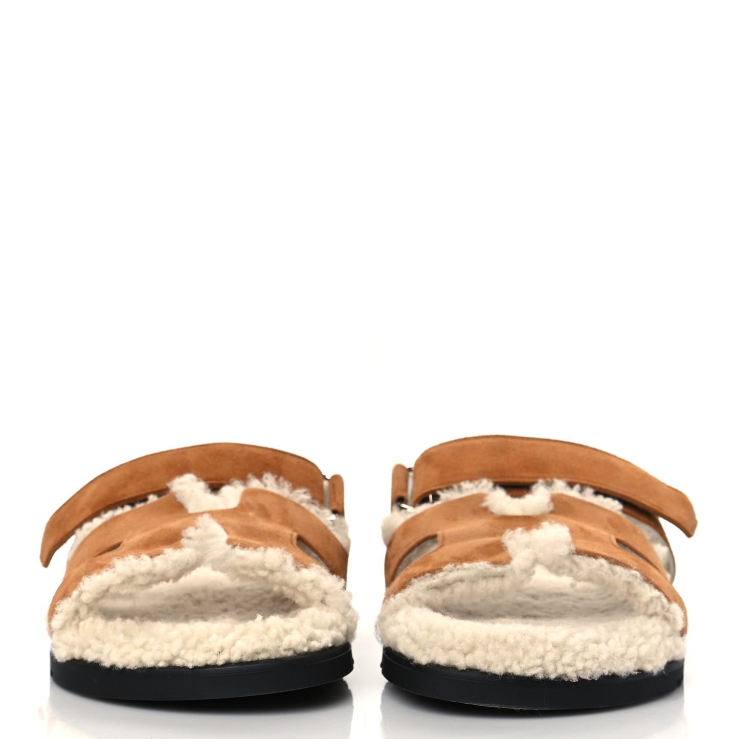 Suede Goatskin Woolskin Womens Chypre Sandals 39 Brun Fume Ecru