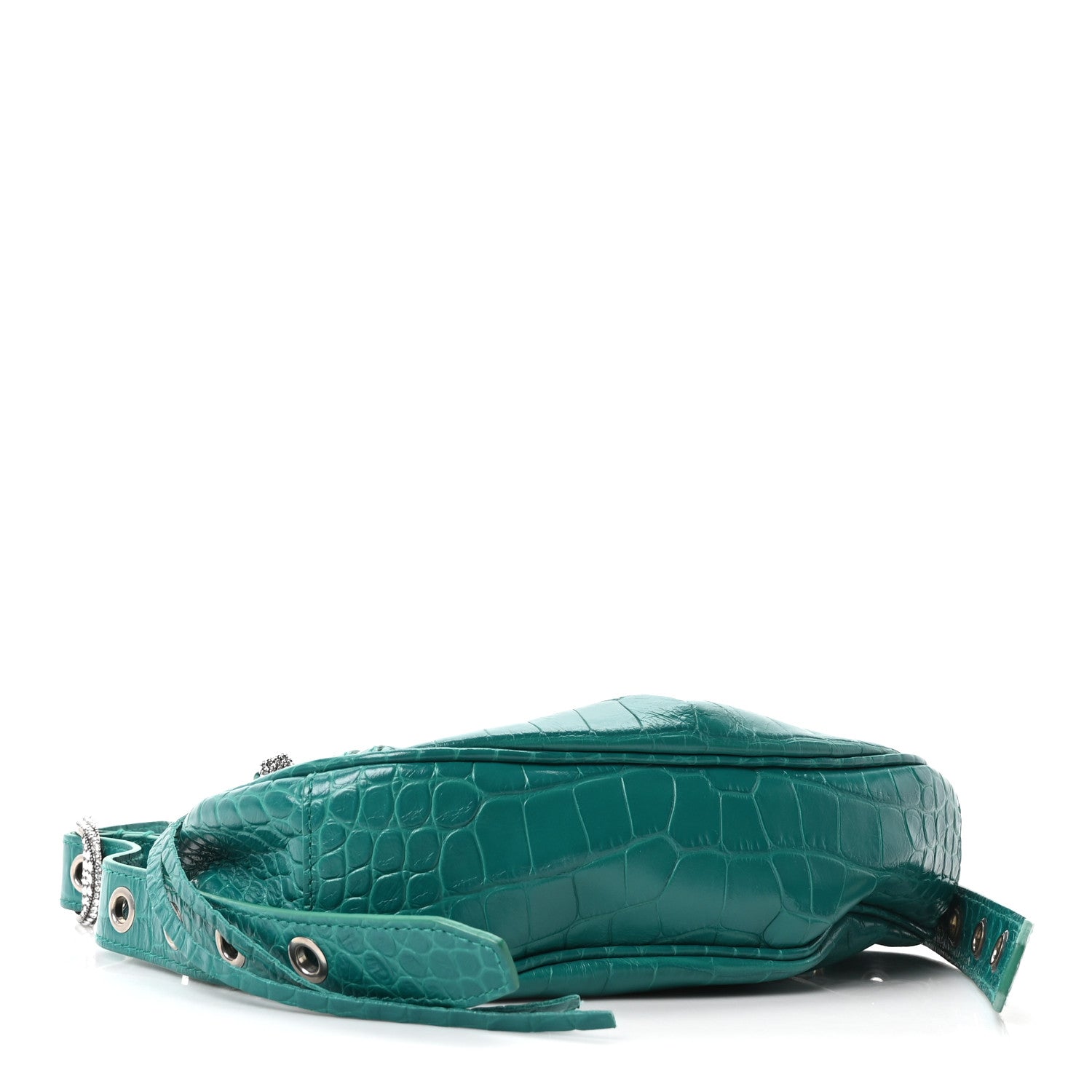 Balenciaga Extra Supple Calfskin Crystal Crocodile Embossed Le Cagole Shoulder Bag XS Jade 5 of 11
