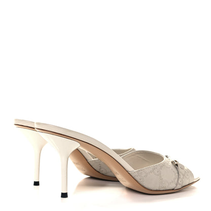 Gucci Guccissima Horsebit Mid Heel Slides 39.5 Mystic White 4 of 8