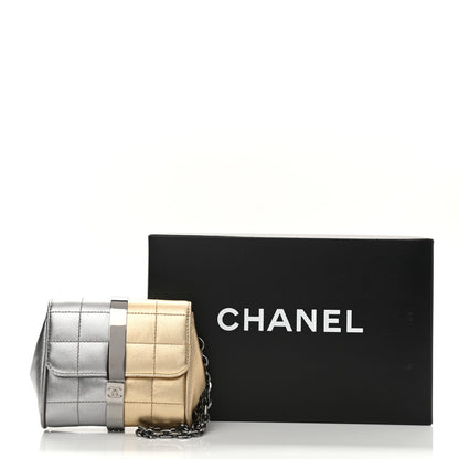 Chanel Metallic Lambskin Square Quilted Wristlet Clutch Gold Silver 12 of 12