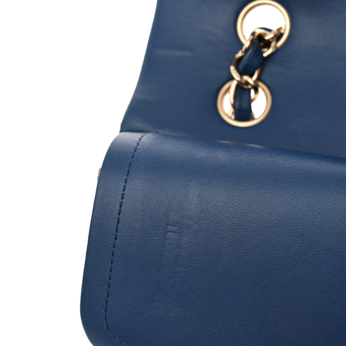 Lambskin Quilted Medium Double Flap Blue
