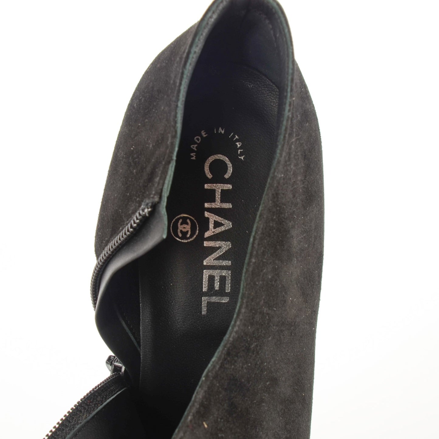 Suede CC Silver Cap Toe Ankle Boots 41 Black