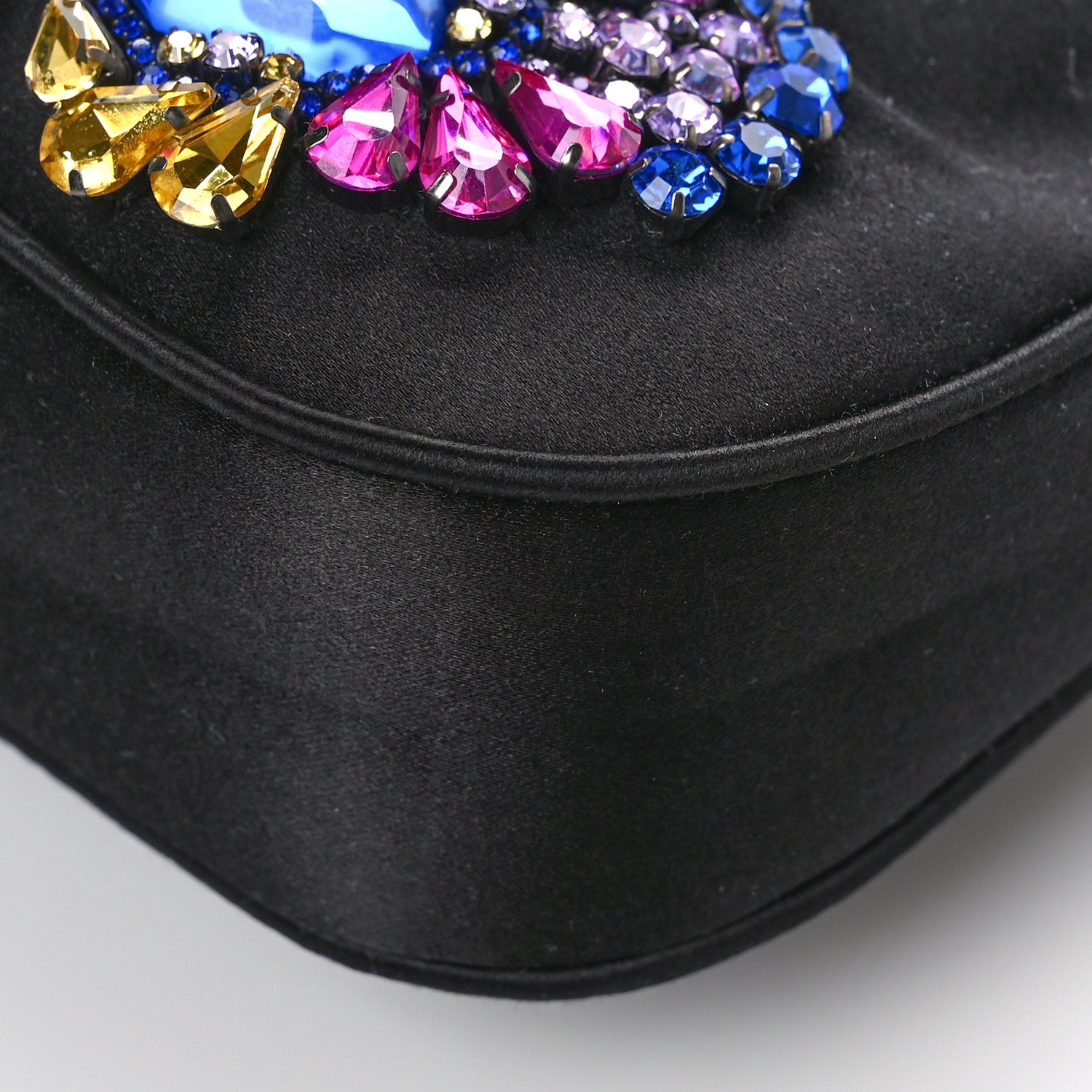 Versace Satin Crystal Embellished La Medusa Mini Hobo Bag Black Multicolor 8 of 8