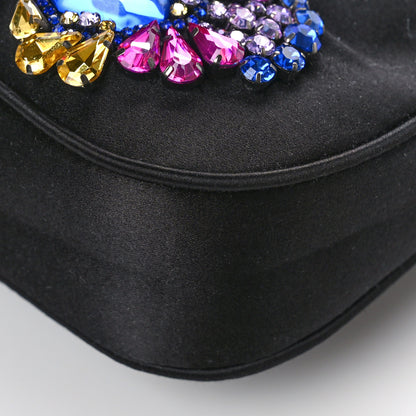 Versace Satin Crystal Embellished La Medusa Mini Hobo Bag Black Multicolor 8 of 8