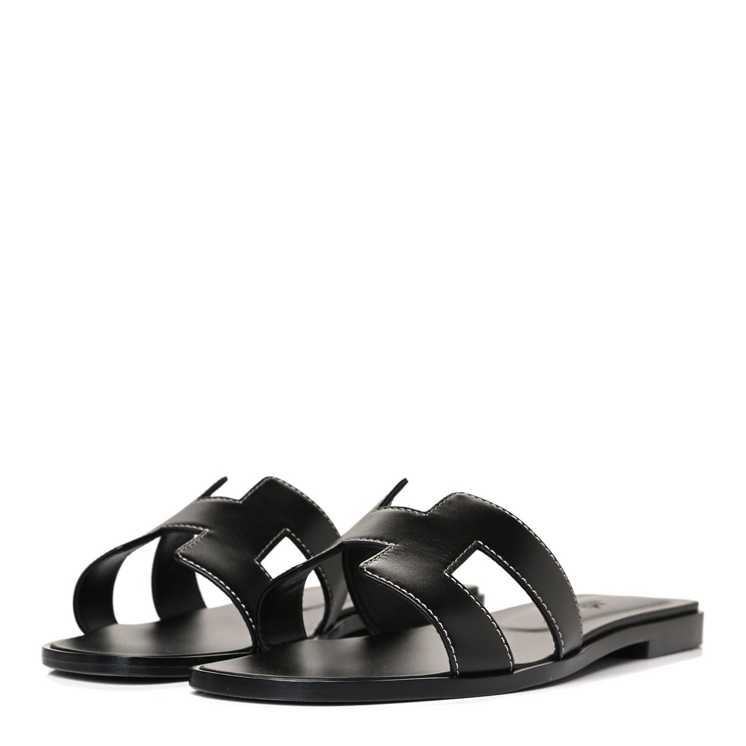 Hermes Box Calfskin Oran Sandals 37 Black 6 of 22