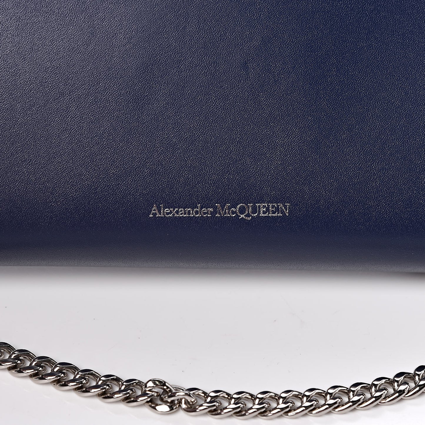 Calfskin Crystal Pin Envelope Wallet On Chain Blue