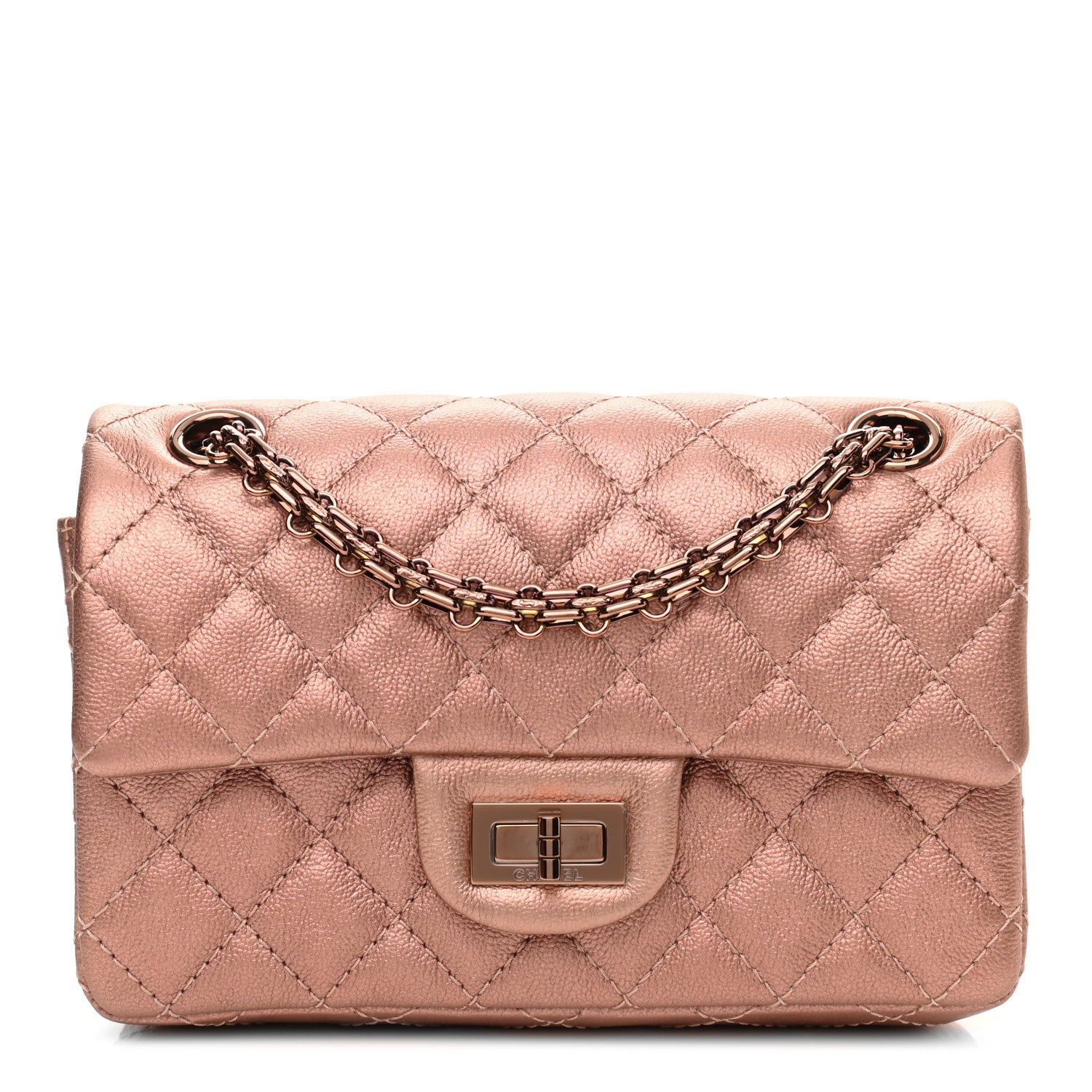 Chanel Metallic Grained Calfskin Quilted 2.55 Reissue Mini Flap Copper Pink 1 of 11