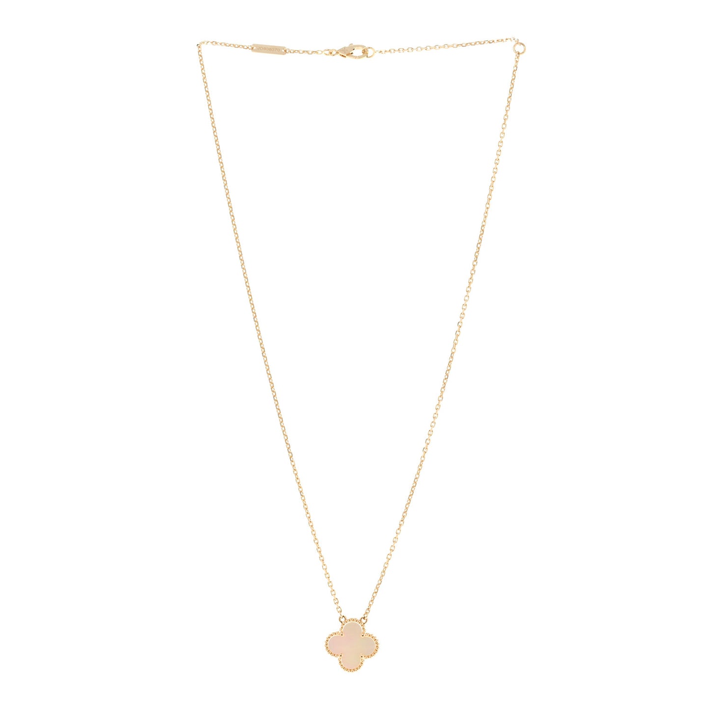 18K Yellow Gold Mother of Pearl Vintage Alhambra Pendant Necklace