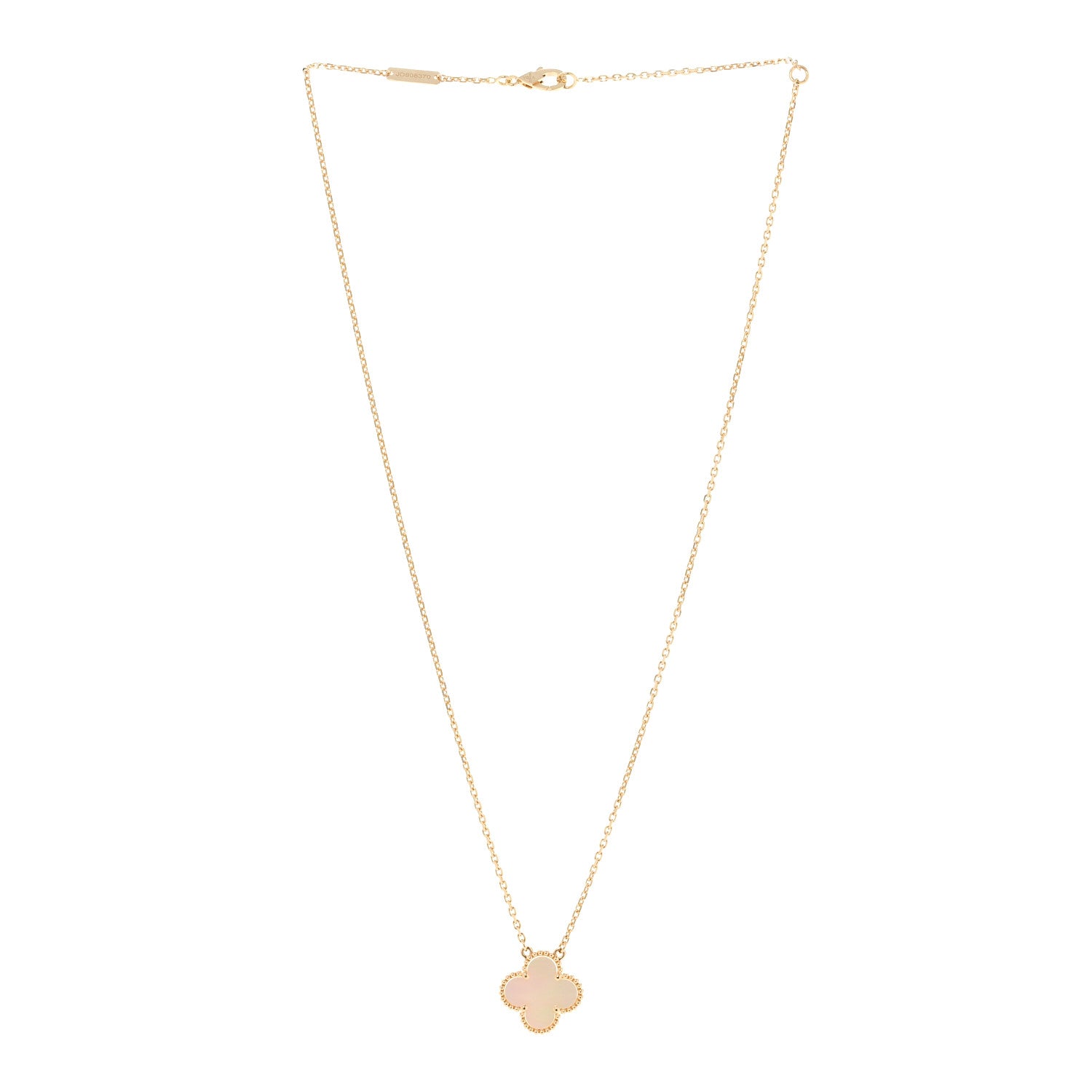 Van Cleef & Arpels 18K Yellow Gold Mother of Pearl Vintage Alhambra Pendant Necklace 3 of 6