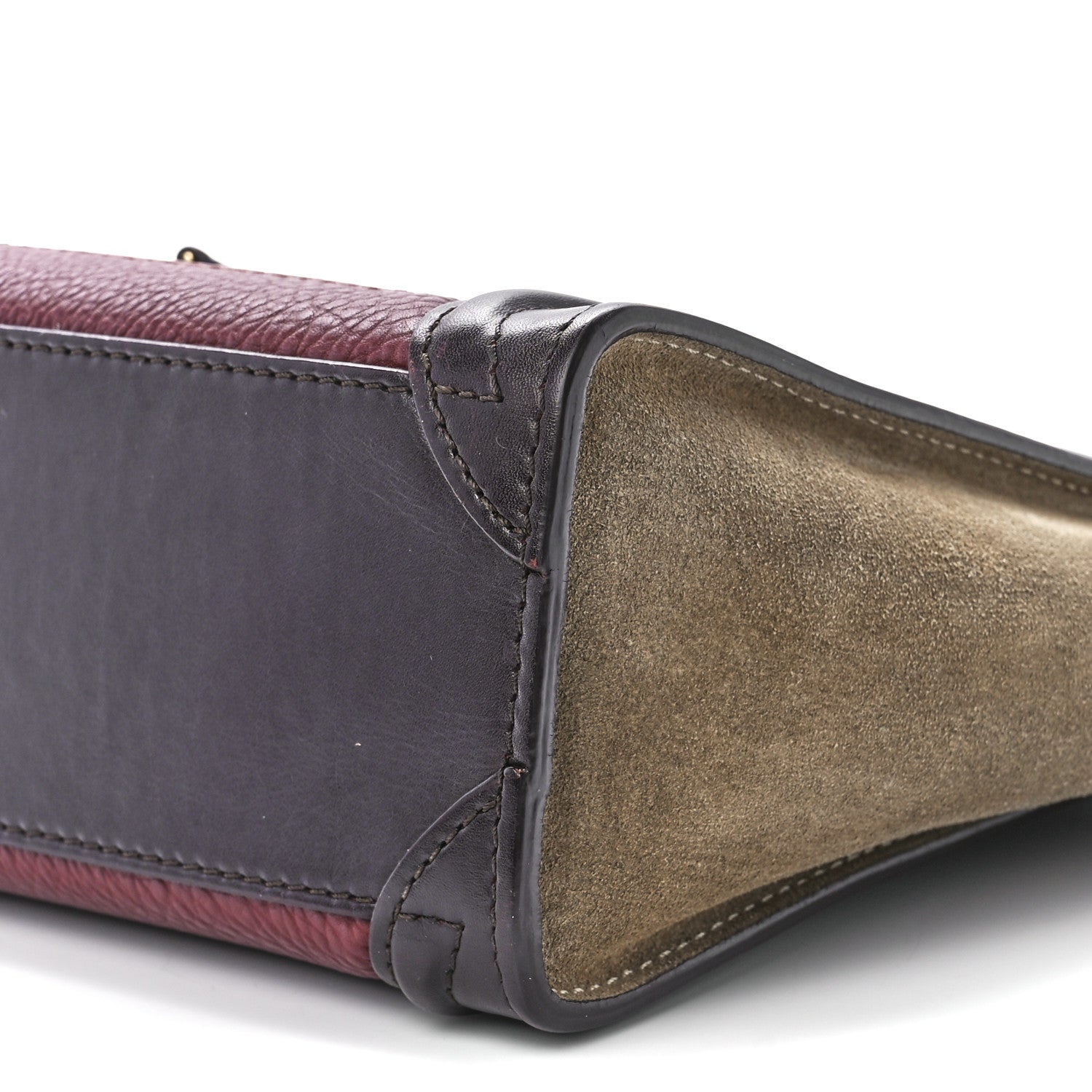 Celine Calfskin Suede Nano Tri-Color Luggage Burgundy 11 of 11
