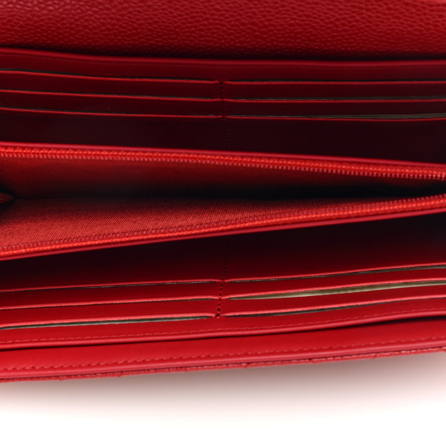 Caviar Quilted Large Gusset Flap Wallet Red