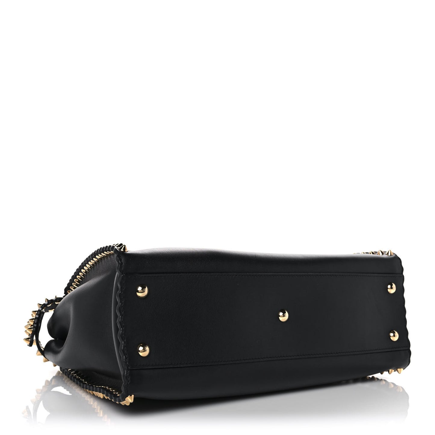 Vitello Seta Shiny Nappa Scalloped Studded Medium Peekaboo Iconic Satchel Black