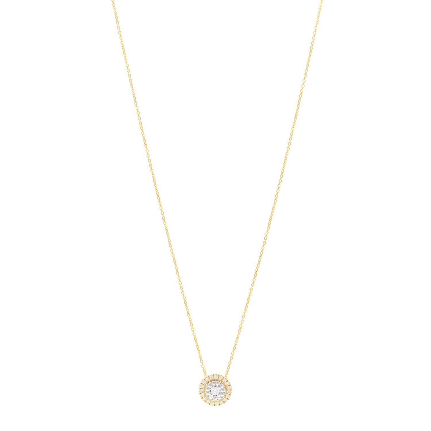 Roberto Coin 18K Yellow White Gold Diamond Small Siena Dot Pave Pendant Necklace 1 of 5