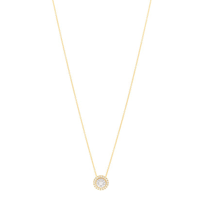 Roberto Coin 18K Yellow White Gold Diamond Small Siena Dot Pave Pendant Necklace 1 of 5
